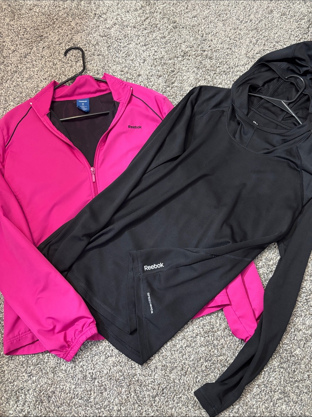 Reebok Black Hooded Long-Sleeve & Bright Pink Zip Jacket - BUNDLE